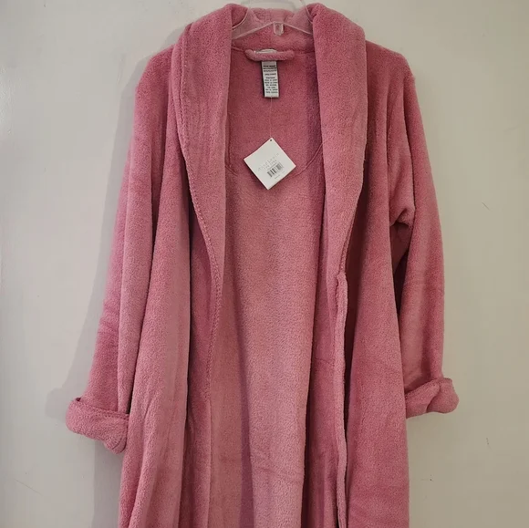 Anne Lewin New York Plush Fleece Bathrobe with Belt Size: L Color: Pink - Picture 4 of 13